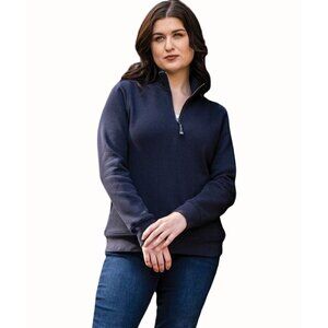 Charles River Apparel Womens Fitted Crosswind Quarter Zip Navy Sweatshirt NEW XL
